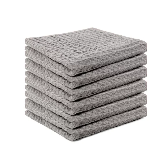 6-Pack Thick Textured Cleaning Cloths, Super Absorbent & Oil-Absorbing Microfiber Towels for Kitchen, Car, Café, Multi-Surface Use, 11.81x11.81in, Light gray