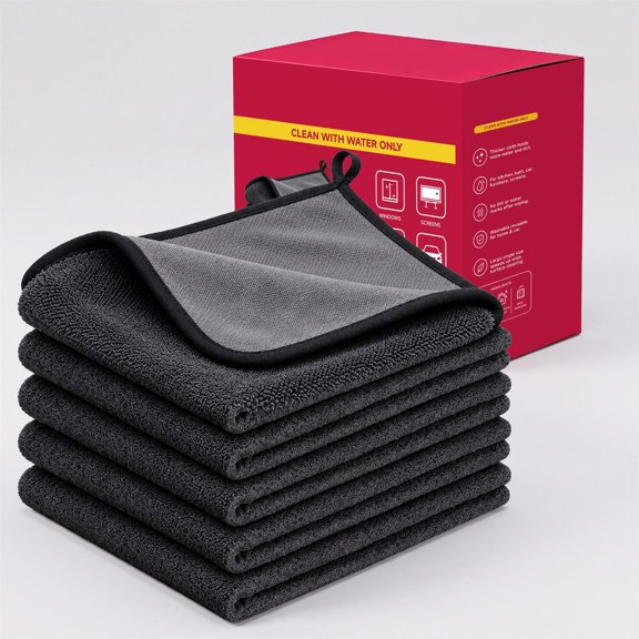 6 Pack Thickened Reusable Lint-Free Cleaning Cloths, Absorbent Microfiber Streak-Free Wipes for Kitchen Counter, Window Glass, Auto Car Detailing & Household Surfaces