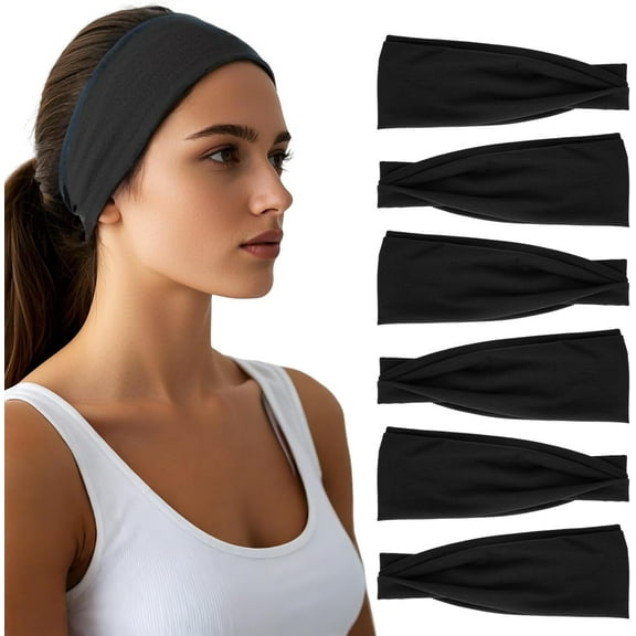 6-Pack Thin Headbands for Women – Stretchy, Non-Slip Sports & Fashion Hair Bands for Workouts, Yoga & Daily Wear