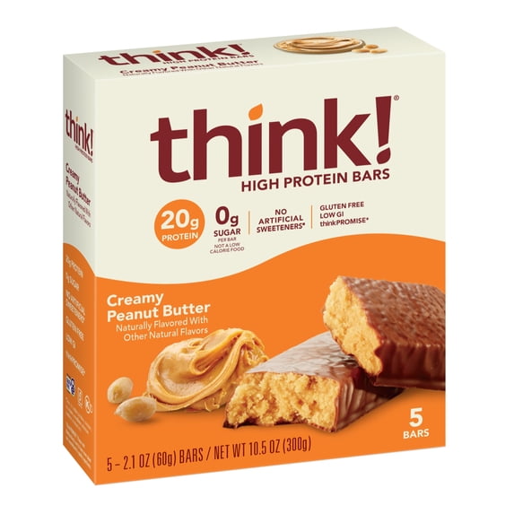 (6 Pack)Think! Creamy Peanut Butter High Protein Bars, 2.1 oz., 5 Count
