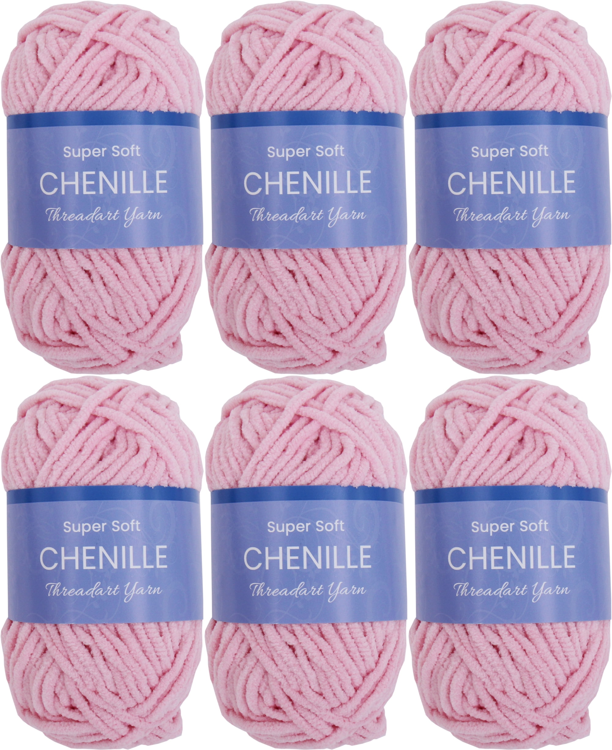 6 Pack ThreadArt Chenille Yarn for Crocheting, Knitting, Amigurumi ...