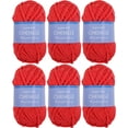 thumbnail image 1 of 6 Pack ThreadArt Chenille Yarn for Crocheting, Knitting, Amigurumi, Super Soft Plush Velvet Yarn - 50 Gram 60 yds #5 Fluffy Yarn Skeins - Red, 1 of 10