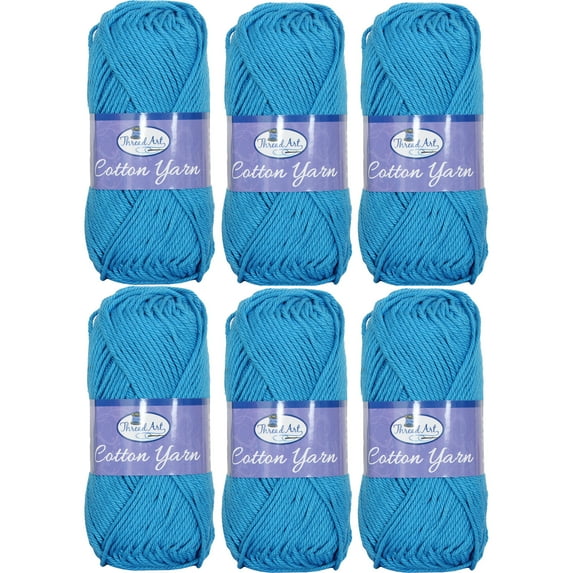 6 Pack Threadart 100% Pure Cotton Crochet Yarn | 50 gram Skeins | Worsted Medium #4 Yarn | 85 yds per Skein | 30 Colors Available | Dark Aqua #3547