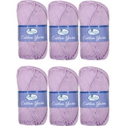 6 Pack Threadart 100% Pure Cotton Crochet Yarn | 50 gram Skeins | Worsted Medium #4 Yarn | 85 yds per Skein | 30 Colors Available | Lavender #3552