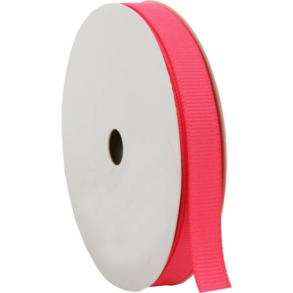 6 Pack Threadart Grosgrain Ribbon Rolls - 10 yd rolls - 4 Widths 25 Colors - Solid Colors Ribbed Pattern - For Bows, Decorations, Hair Clips, and More - 3/8" (0.38") width - Hot Pink 159