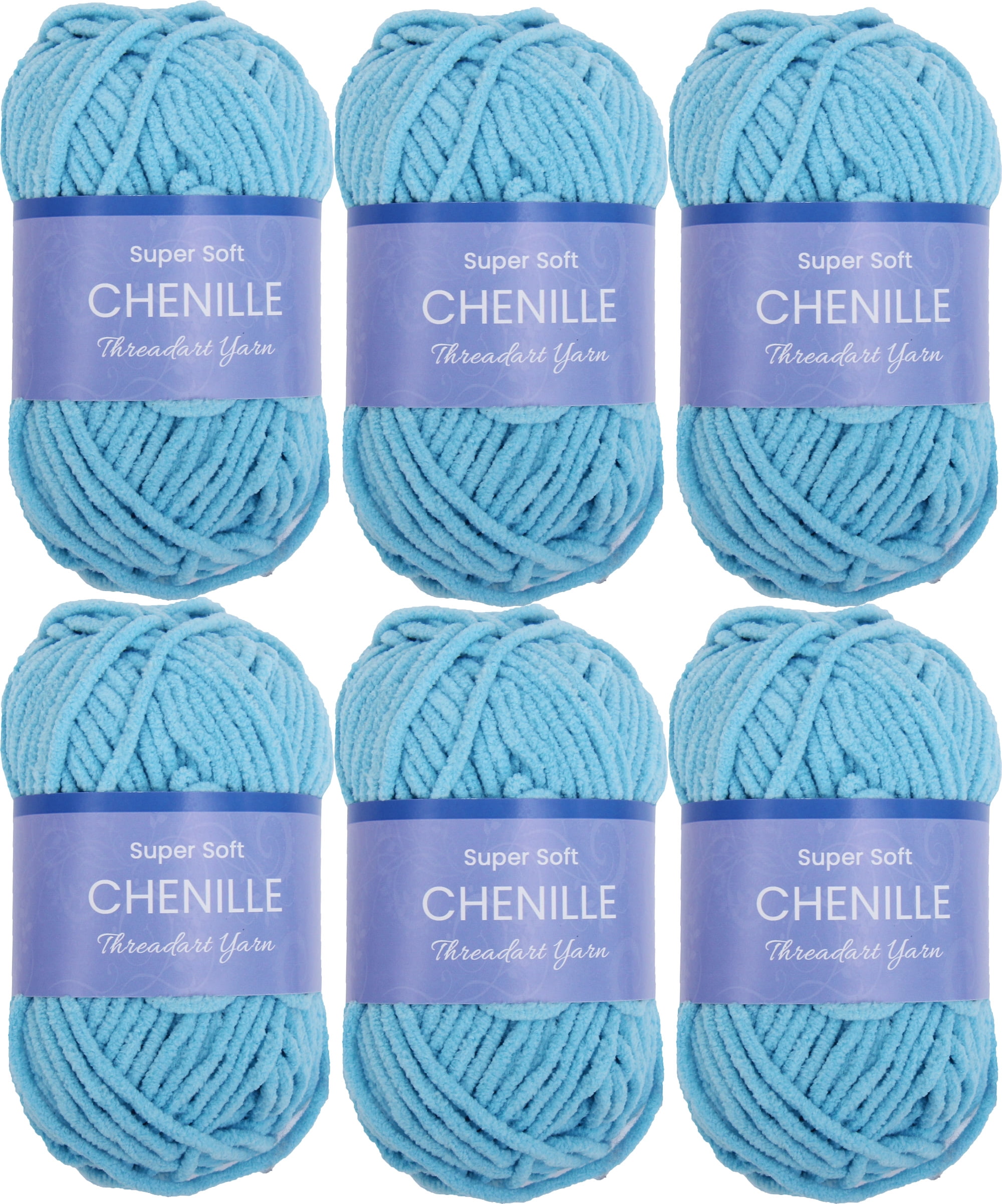 6 Pack ThreadArt Chenille Yarn for Crocheting, Knitting, Amigurumi ...