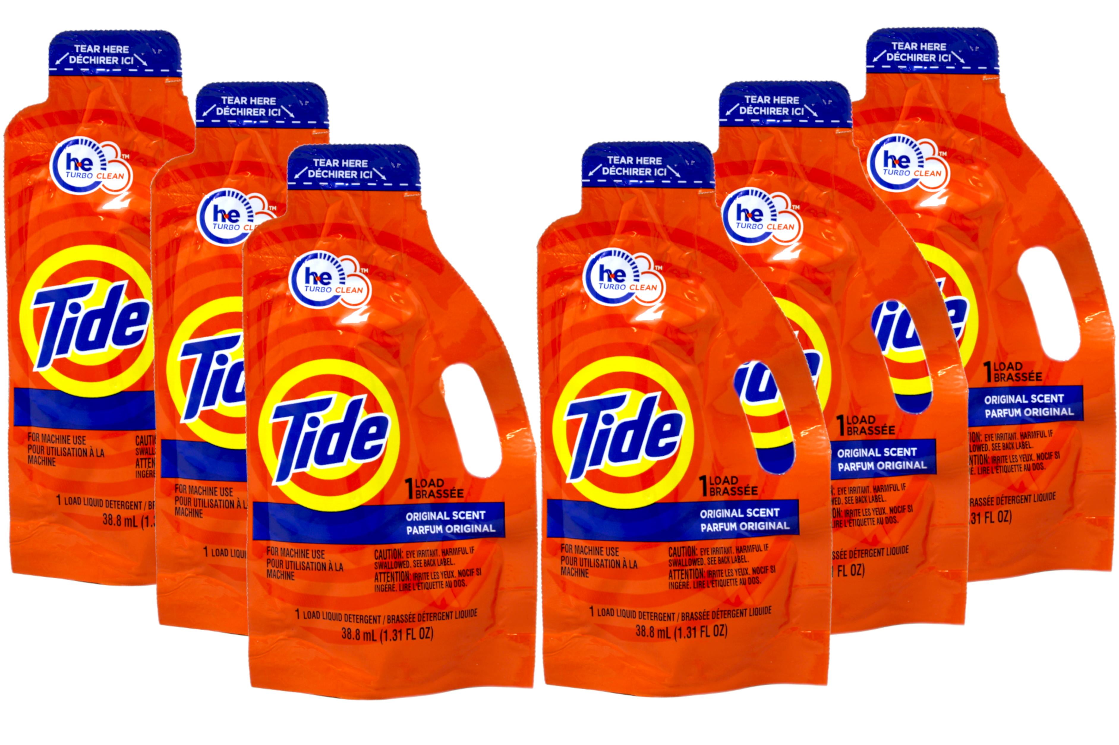 6 Pack - Tide Ultra Concentrated Laundry Detergent and Washing Soap, Travel Size, 1.31 fl oz