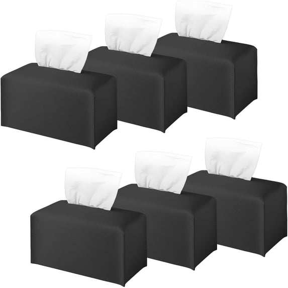 6 Pack Tissue Box Cover Rectangle, PU Leather Tissue Box Holder with ...