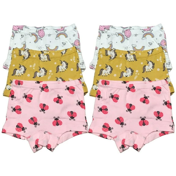 6 Pack Toddler Little Girls Kids Cotton Boxer Briefs Underwear Panties Size 2T 3T 4T 5T 6T 7T