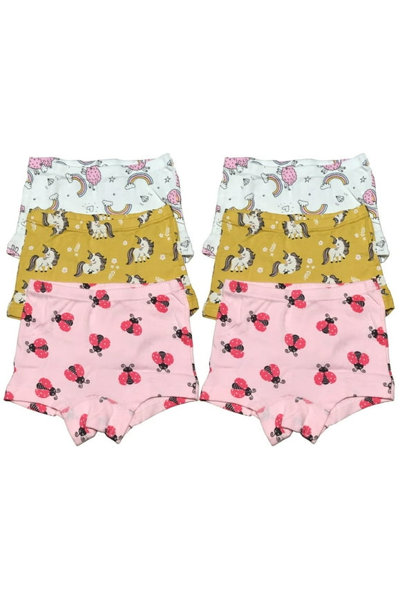 6 Pack Toddler Little Girls Kids Cotton Boxer Briefs Underwear Panties Size 2T 3T 4T 5T 6T 7T