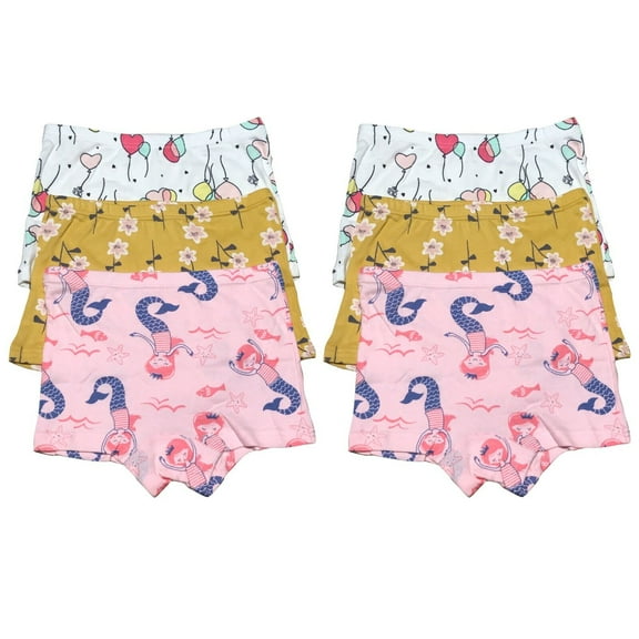 6 Pack Toddler Little Girls Kids Cotton Boxer Briefs Underwear Panties Size 2T 3T 4T 5T 6T 7T