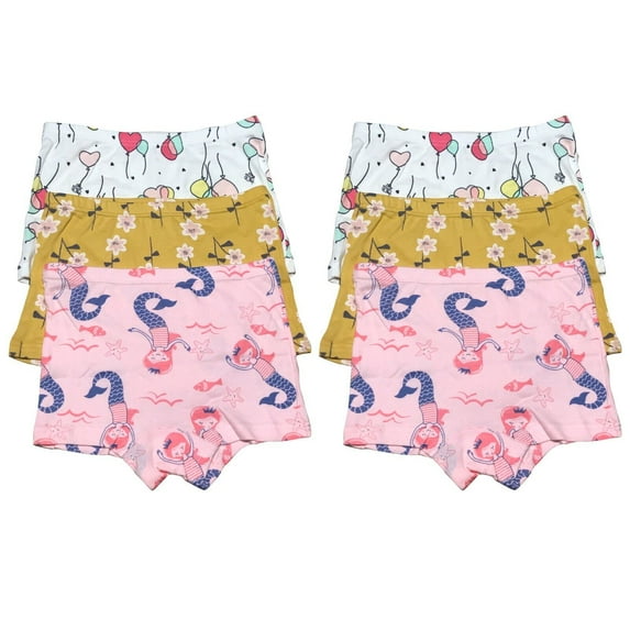 6 Pack Toddler Little Girls Kids Cotton Boxer Briefs Underwear Panties Size 2T 3T 4T 5T 6T 7T