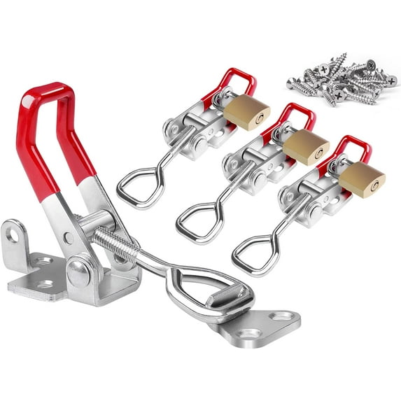 6 Pack Toggle Latch Clamp 4001, Adjustable Latch, Smoker Clamps Heavy Duty Latches, 330Lbs Holding Capacity Pull for Lid Jig, Tool Box Case (24PCS Screws)