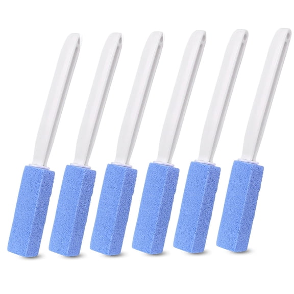 6 Pack Toilet Brush for Bathroom - Extended Ergonomic Handle 13.4" - Bubble Pumice Stone, Hanging Design, Durable Plastic, Multi-Surface mark Remover