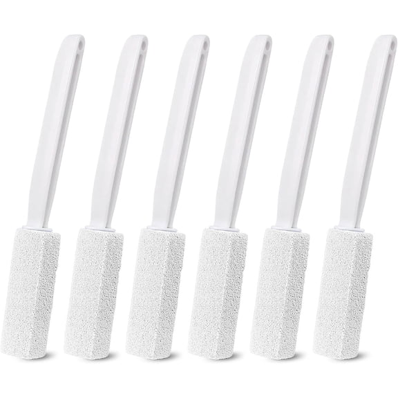 6 Pack Toilet Brushes for Bathroom Cleaning - 13.4 Inch Extended Handle with Pumice Stone Head for Multi-Surface Mark Removal - White
