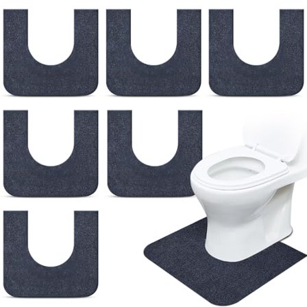 6 Pack Toilet Mat Round Commode Potty Training Urinal Mats Rubber Toilet Training Rug Pads Absorbent Rugs U Shaped Urinal Floor Mats for Bathroom Restroom, Gray