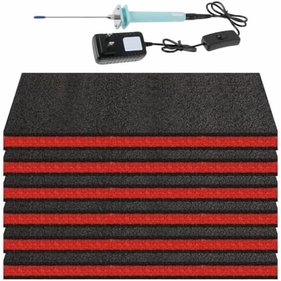 6 Pack Tool Box Foam Inserts for Cases with 1pcs Cutter Tool 18 x 12 x 1 Inch Tool Box Liner Polyethylene Foams Sheets Cuttable Red & Black Toolbox Kaizen Organizer and Storage Shadow