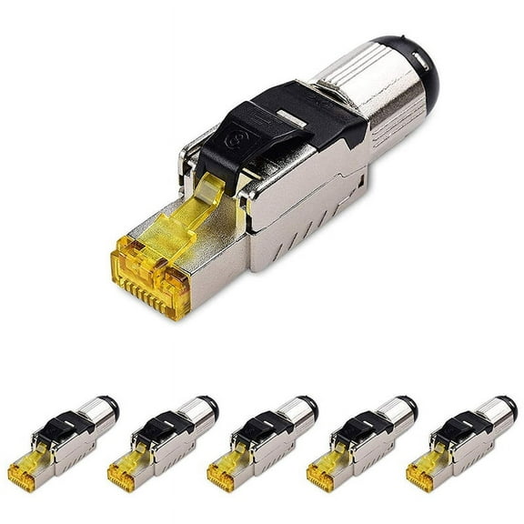 6-Pack Tool Free Shielded RJ45 8, Cat8 Field Termination Plug, Cat8 Connector, Cat8 Plug