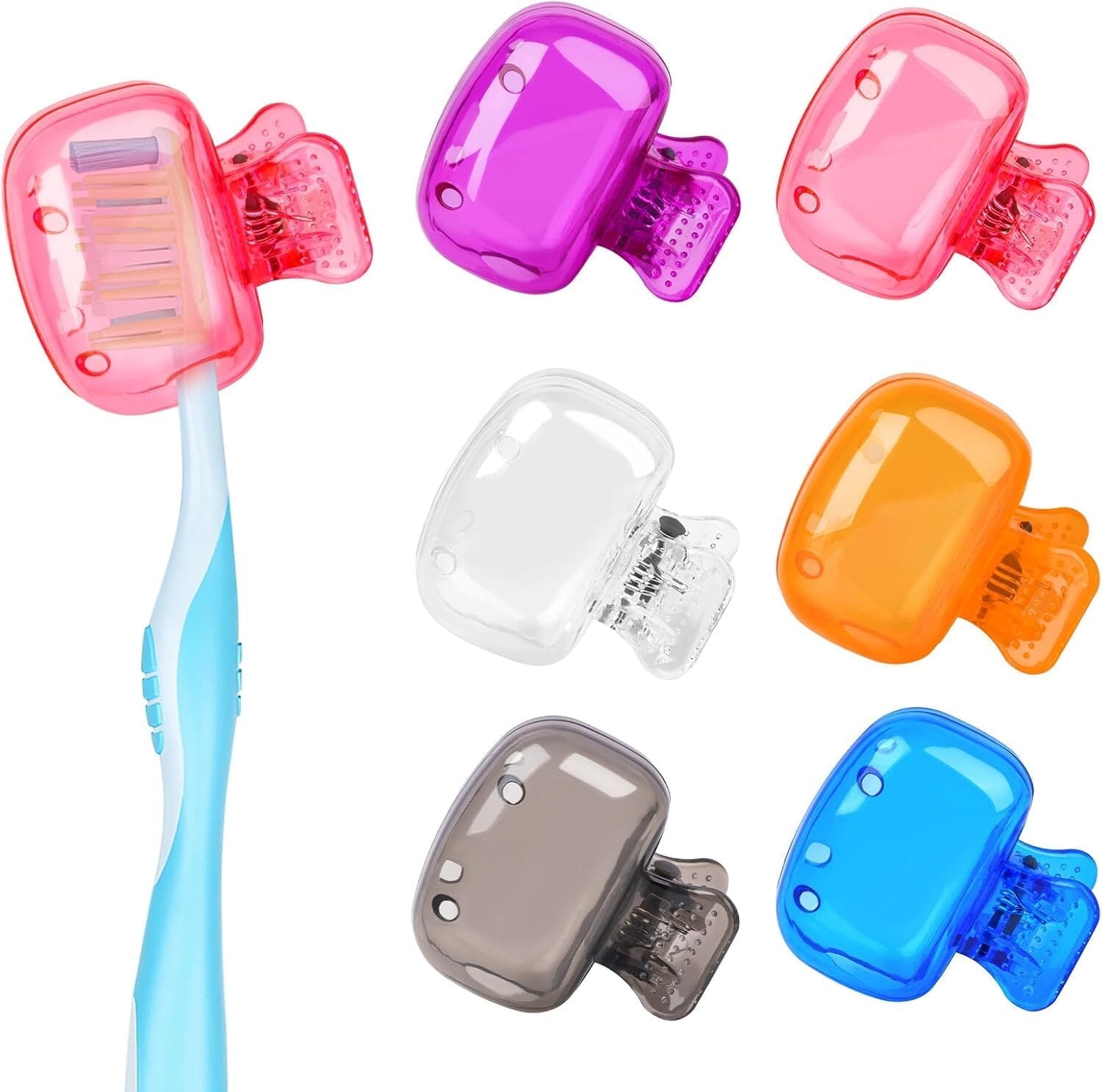 6 Pack Toothbrush Covers Portable Toothbrush Protector Coverings Clips Tooth Brush Storage Head Cover Cap for Kids Bathroom Home Travel Tooth Brush Case