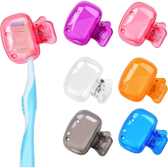 Gogcaro Portable Clip-On Toothbrush Covers Set with 6 Toothbrush Covers, 6 Pack