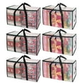 thumbnail image 1 of 6 Pack Totes for Storage Large Moving Bags Heavy Duty，Moving Boxes with Zippers Top and Sturdy Handles,College Dorm Storage Bags for Space Saving and Packing,Collapsible Moving Supplies(Clear,93L), 1 of 10