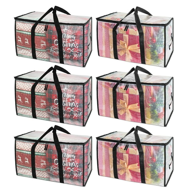 6 Pack Totes for Storage Large Moving Bags Heavy Duty，Moving Boxes with Zippers Top and Sturdy Handles,College Dorm Storage Bags for Space Saving and Packing,Collapsible Moving Supplies(Clear,93L)