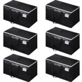 thumbnail image 1 of 6 Pack Totes for Storage Large Moving Bags Heavy Duty, Moving Boxes with Zippers Top and Sturdy Handles, Dorm Storage Bags for Space Saving and Packing,Collapsible Moving Supplies(Black,93L), 1 of 10