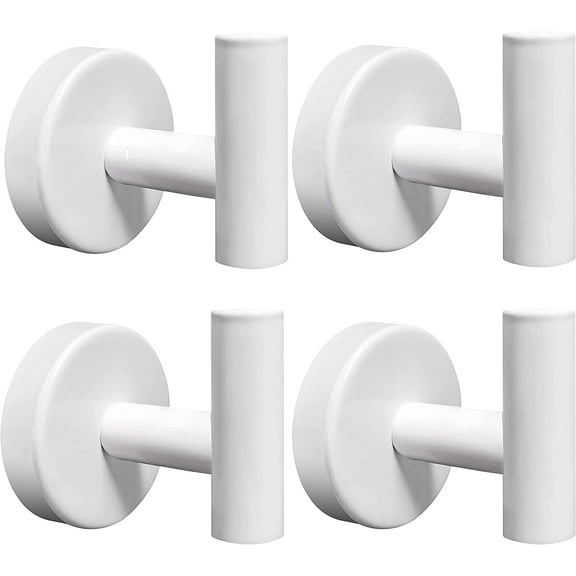 6 Pack Towel Hooks Bathroom Wall Hook Holder Wooden Coat Robe Clothes Hook for Bath Kitchen Hotel GarageWhite