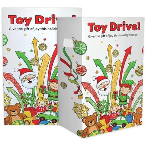 6-Pack Toy Drive Donation Bin, Corrugated Plastic, 22.3 Gallons, Collapsible Storage Box with Handles, Durable & Recyclable Collection Box$$Home Decor, Kitchen, & Other