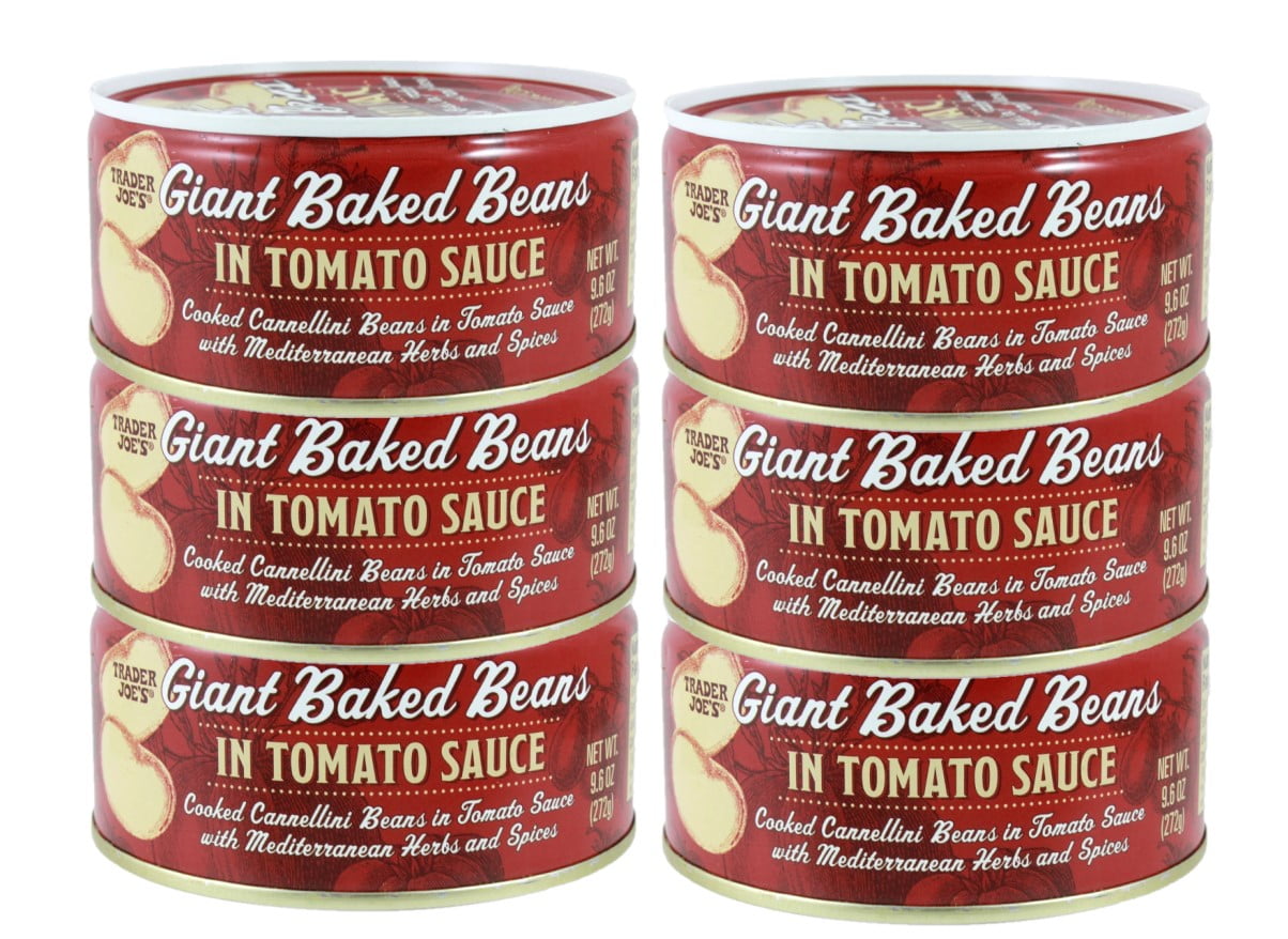 6 Pack Trader Joe's Giant Baked Beans in Tomato Sauce, 9.6 Oz