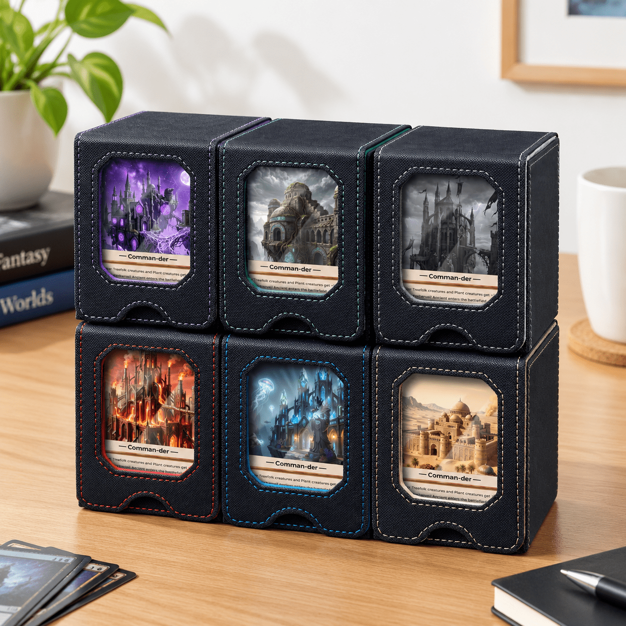6 Pack Trading Card Deck Box, Multicolor, Holds 100 Double-Sleeved ...