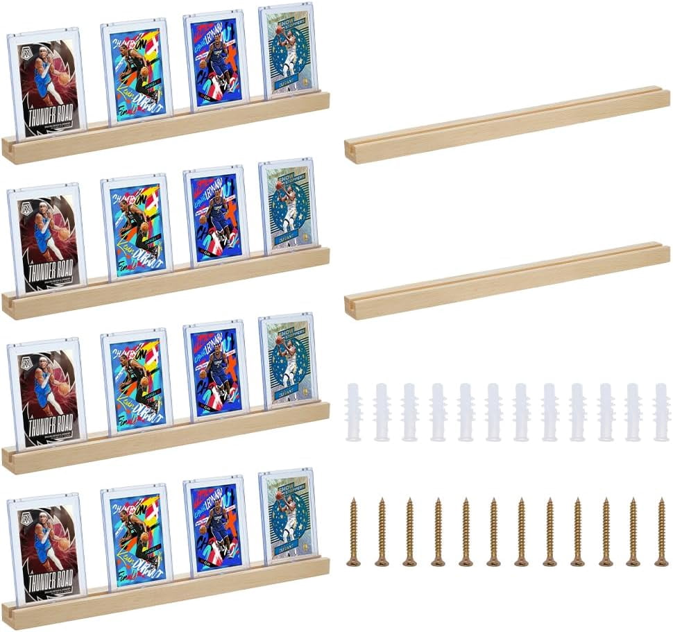 Trading Card Rack Display 6 Pack Trading Card Display Stand Wood Sports Cards Rack 15x1.36x0.7 ...