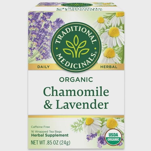 (6 pack) Traditional Medicinals Organic Chamomile and Lavender Herbal Tea Bags, 16 Count