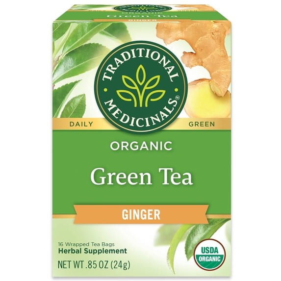 (6 Pack)Traditional Medicinals Organic Green Tea Ginger Tea Bags, 16 ct.