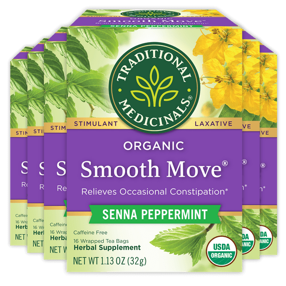 (6 pack) Traditional Medicinals, Organic Smooth Move Tea Bags, Peppermint, 16 Count