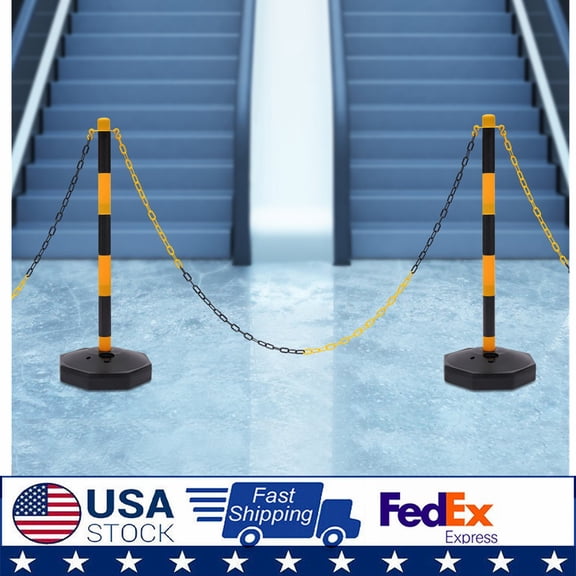 6 Pack Traffic Cones Adjustable Delineator Post Portable Parking Pole W/ Chains