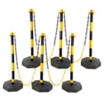 thumbnail image 1 of 6 Pack Traffic Delineator Post with Base and 5FT Plastic Chain Links, Stanchions with Fillable Base, Outdoor and Indoor Crowd Control Barriers for Traffic Control and Warning, Yellow+Black, 1 of 8