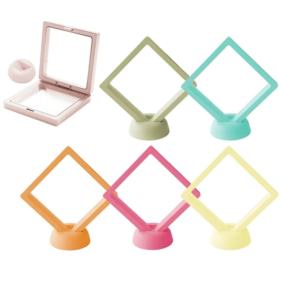 6-Pack Transparent PE Film Display Cases with Stands, Multi-Color Coin Display Case for Coins, Jewelry, and Small Collectibles, Foldable, Dust-Proof