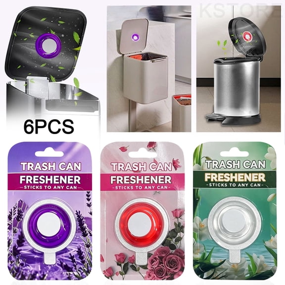 6 Pack Trash Can Deodorizer, Stick-On Gel Air Freshener Up to 30 Days, Long Lasting Odor Absorber for Kitchen Garbage Bin, Bathroom, Diaper Pail, Closet