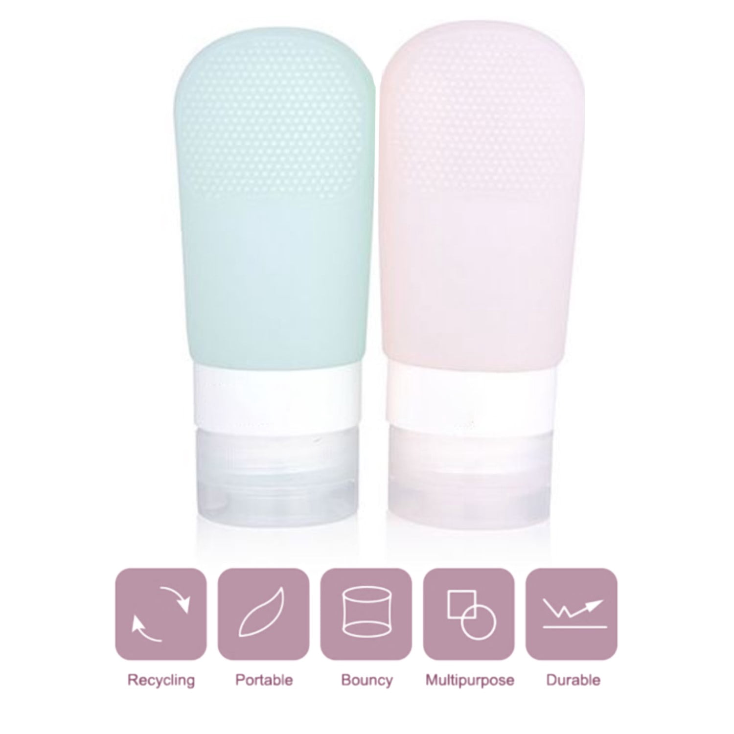 6-Pack  Travel Leak-proof Silicone Bottles Travel for Sanitizer Soap Lotion Shampoo for Car Purse 2oz With Suction Scrubber BPA Free FDA Approved