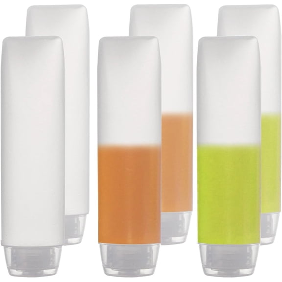 6 Pack Travel Size Plastic Squeeze Bottles Liquids, 30ml/1 Fl. Oz TSA Approved Makeup Toiletry Cosmetic Containers