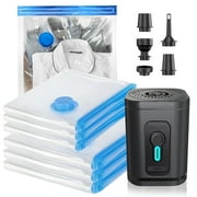 Vacuum Storage Bags for Travel, 6 Pack (3S+3XS) Vacuum Seal Bags with Wireless Rechargeable Electric Pump, Travel Essentials Space Saving Compression Bag for Clothes, Luggage, Suitcase, Backpack.