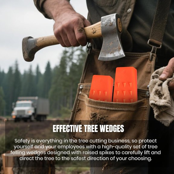 6 Pack Tree Felling Wedges with Spikes for Safe Tree Cutting 3 Each of 8 and 5.5 Wedges with Storage Bag; 6 Felling Dogs to Guide Trees Stabilize and Safely to Ground for Loggers and Fallers