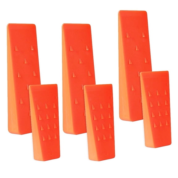6-Pack Tree Felling Wedges with Spikes - 8-Inch and 5.5-Inch Sizes, Orange Plastic, No Other Items Included