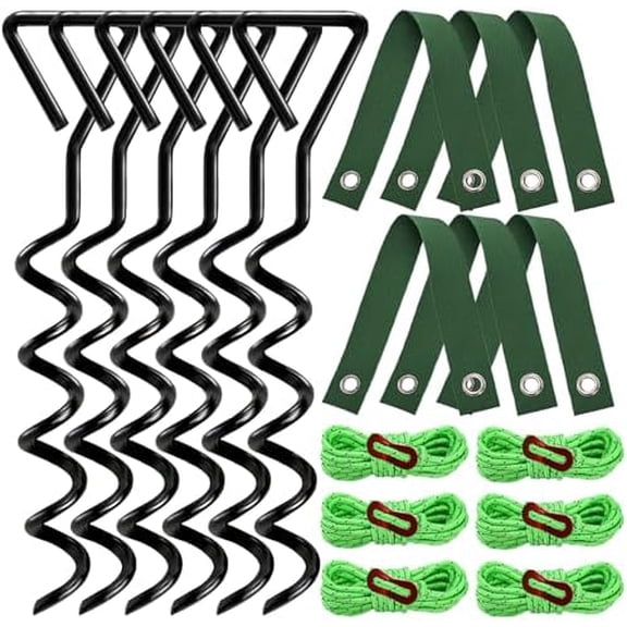6 Pack Tree Stake Kit, Tree Straightening Kit for Leaning Tree, Spiral Trampoline Anchors High Wind Heavy Duty for Camping Tents, Car Ports, Swing Sets, Canopies, Sheds, 15.8 inches