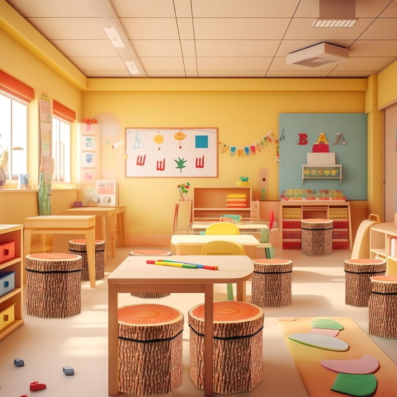 6 Pack Tree Stump Storage Stool 12 x 12 Inch Stool Ottoman, Cute Folding Storage Toy Box with Foam Cushion, Collapsible Seat Chest (Classic)