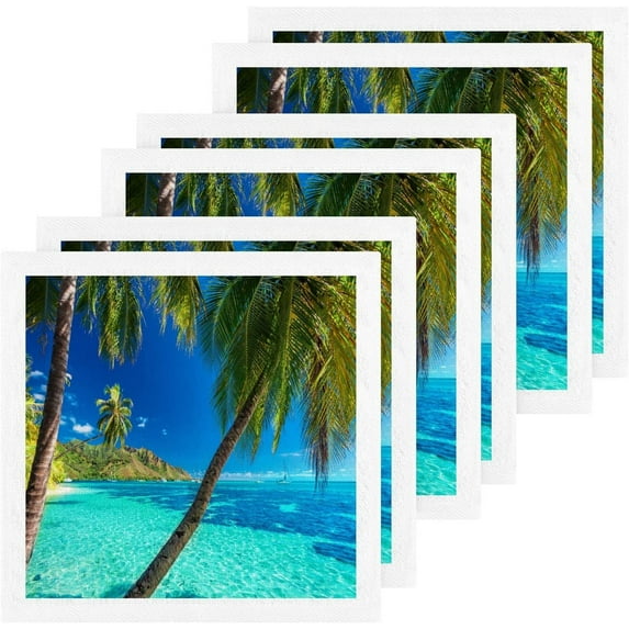 6 Pack Tropical Beach Palm Trees Washcloths Set - Highly Absorbent Pure Cotton Wash Clothes - Soft Fingertip Towel for Bath, Spa(1364) Wash cloth