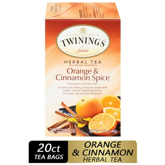 (6 Pack)Twinings Of London Orange & Cinnamon Spice Herbal Tea Bags, 20 Count, 1.4 Oz