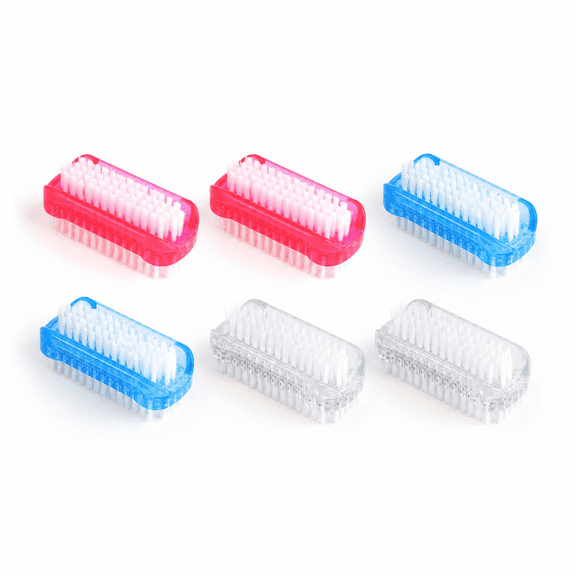 6 Pack Two-Sided Nail Brushes, Fingernail Scrub Brushes with Soft & Stiff Bristles for Hand and Toe Cleaning