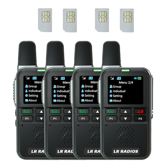 6-Pack Two Way Radio with SIM Cards, Black, 6 Count, 6 Pack